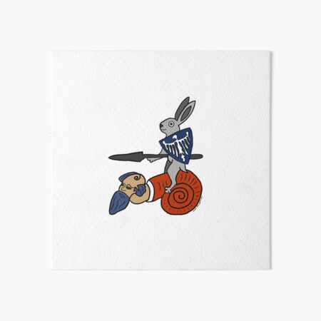 Medieval Rabbit on a Snail Art Board Print