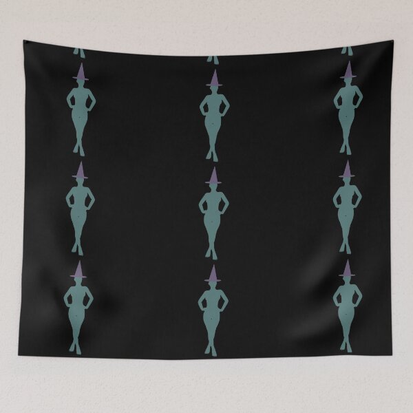 Item preview, Sensual petroleum blue silhouette of witch with purple Halloween hat designed and sold by BV-creas.