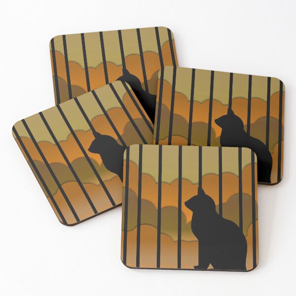 Item preview,  Cat silhouette with clouds and stripes designed and sold by Rooks-Artworks.