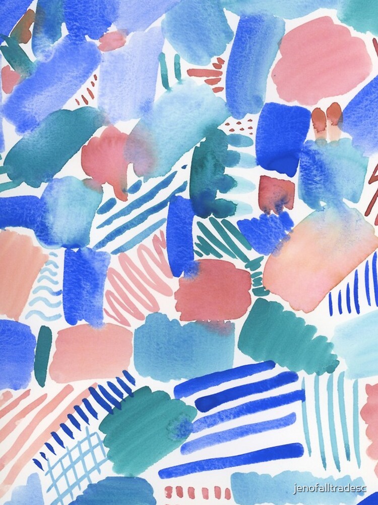 fun abstract pattern blue coral and green by jenofalltradesc