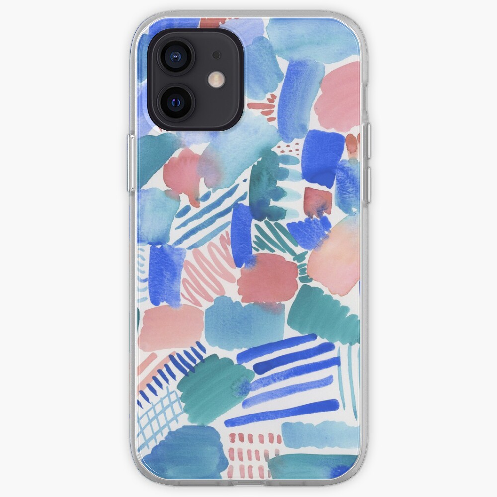 fun abstract pattern blue coral and green iPhone Case & Cover