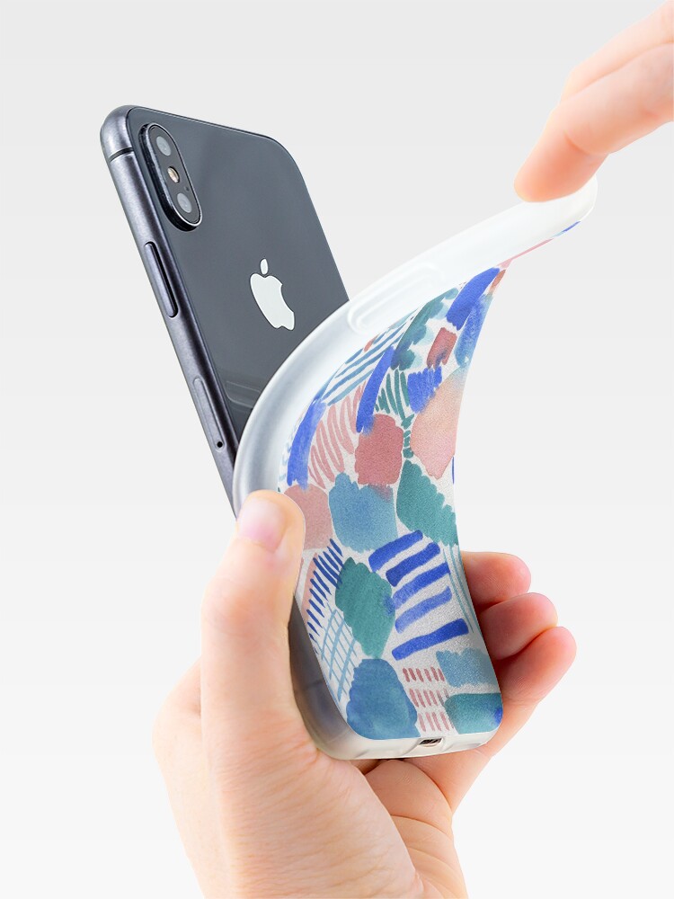 Alternate view of fun abstract pattern blue coral and green iPhone Case & Cover