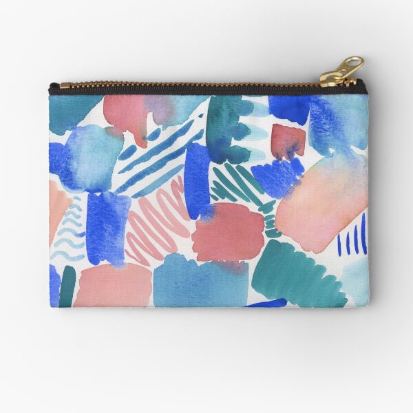 fun abstract pattern blue coral and green Zipper Pouch