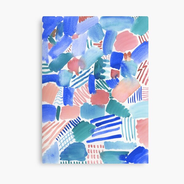 fun abstract pattern blue coral and green Canvas Print