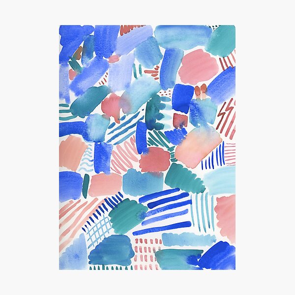 fun abstract pattern blue coral and green Photographic Print