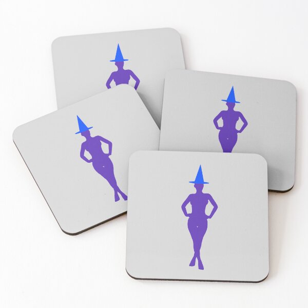 Item preview, Purple sensual silhouette of witch with bright blue Halloween hat designed and sold by BV-creas.