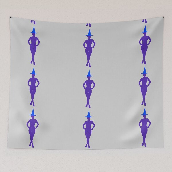 Item preview, Purple sensual silhouette of witch with bright blue Halloween hat designed and sold by BV-creas.