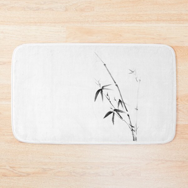 Item preview, Young bamboo bush with leaves oriental zen black and white illustration art print designed and sold by AwenArtPrints.