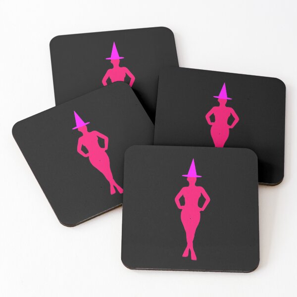 Item preview, Sensual fuchsia silhouette of witch with blurred pink Halloween hat designed and sold by BV-creas.