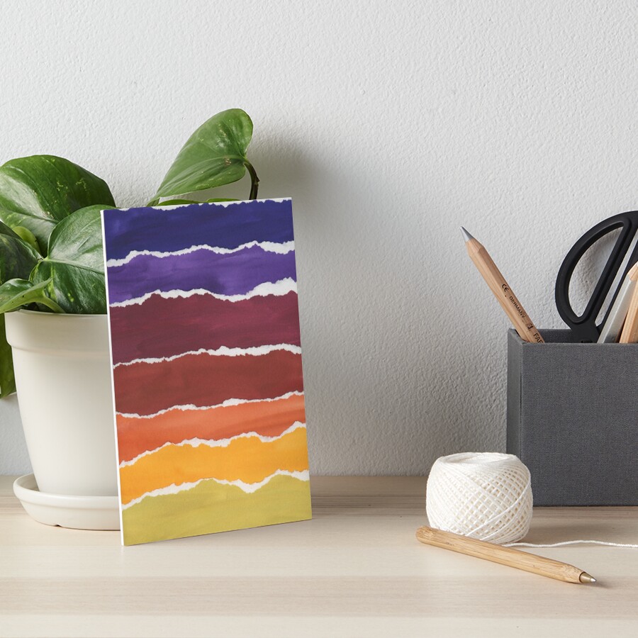 Sunrise abstract watercolor gouache collage Art Board Print
