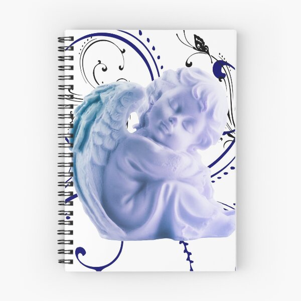 Item preview, Blue Cherub Angel with Abstract Swirls and Butterflies designed and sold by ittybittyowl.