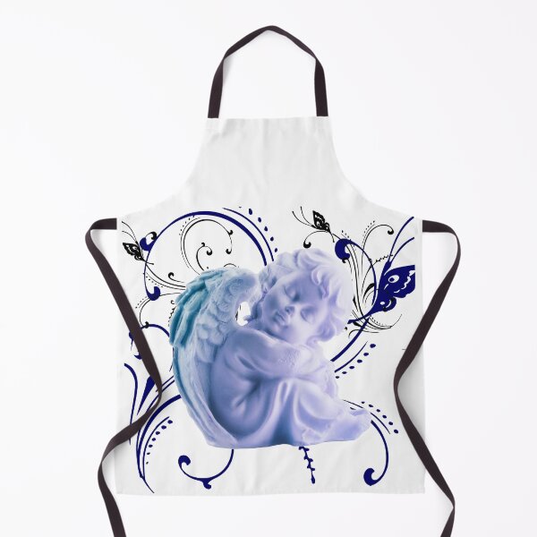 Item preview, Blue Cherub Angel with Abstract Swirls and Butterflies designed and sold by ittybittyowl.