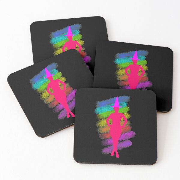 Item preview, Sensual fuchsia silhouette of witch with blurred pink Halloween hat designed and sold by BV-creas.