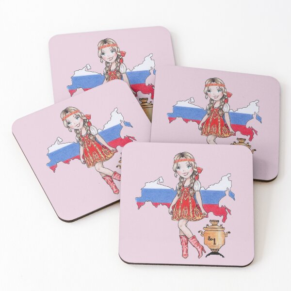 Item preview, Russian flag and  cute Russian girl with samovar designed and sold by Katerina Makarova.
