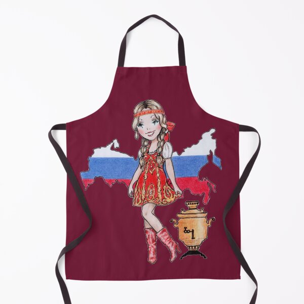Item preview, Russian flag and cute Russian girl with samovar designed and sold by Katerina Makarova.