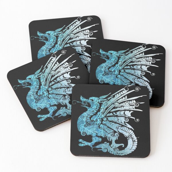 Item preview, Mythical Dragon in Shades of Blue with Swirls designed and sold by ittybittyowl.