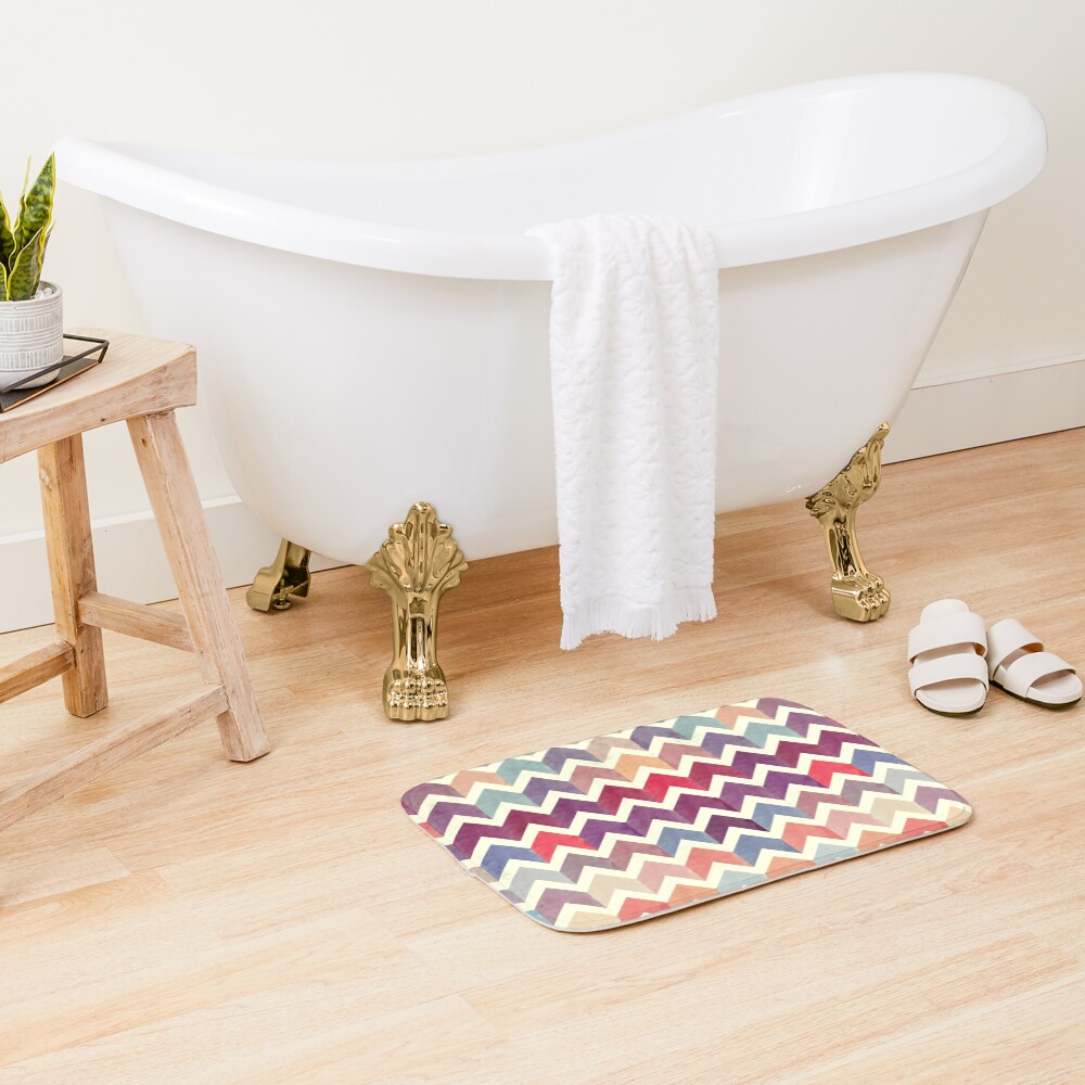 Watercolor Chevron Pattern VII Bath Mat