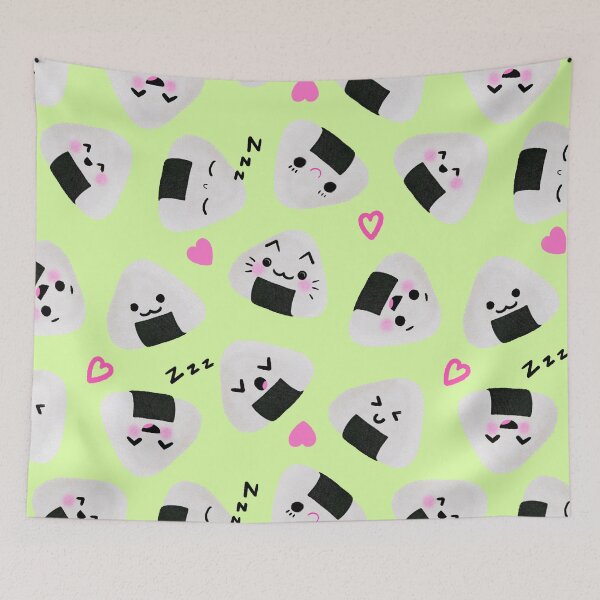 Item preview, Pattern with cute onigiri designed and sold by Shilovka.