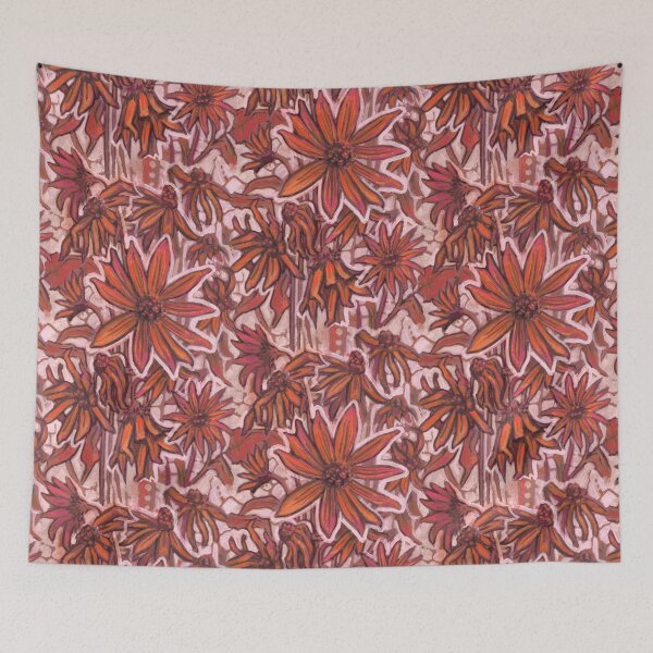 Item preview, Jerusalem Artichoke, Vintage Floral Pattern, Orange Copper Rust designed and sold by Julia Khoroshikh.