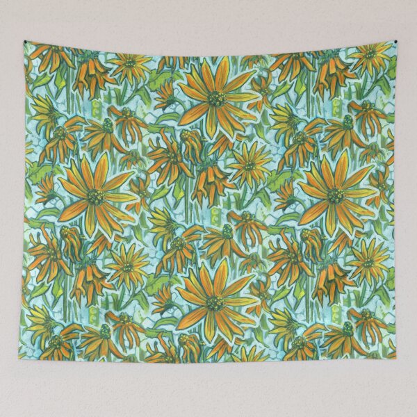 Item preview, Jerusalem Artichoke, Vintage Floral Pattern, Green Yellow Orange designed and sold by Julia Khoroshikh.