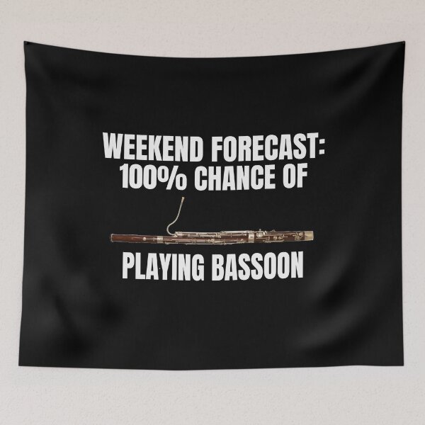 Item preview, Weekend Forecast 100% Chance Of Playing Bassoon Bassoonist T Shirt Merch designed and sold by PRINTS2HOT.