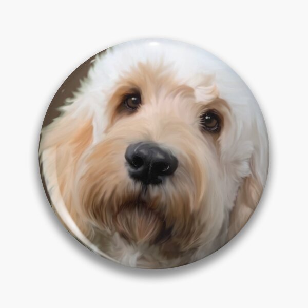 Artikelvorschau, Labradoodle auf braunem Hintergrund entworfen und verkauft von Becky Pike.