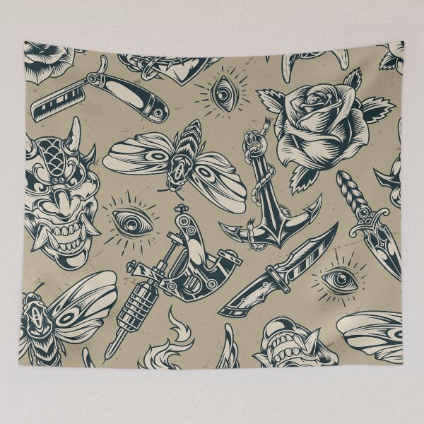 Item preview, Amazing Monochrome Tattoo Pattern designed and sold by Vector Scout Lab.