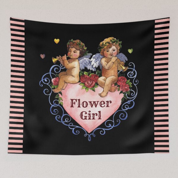 Item preview, Wedding party gift flower girl angels cherubs heart black designed and sold by GrammarDance.