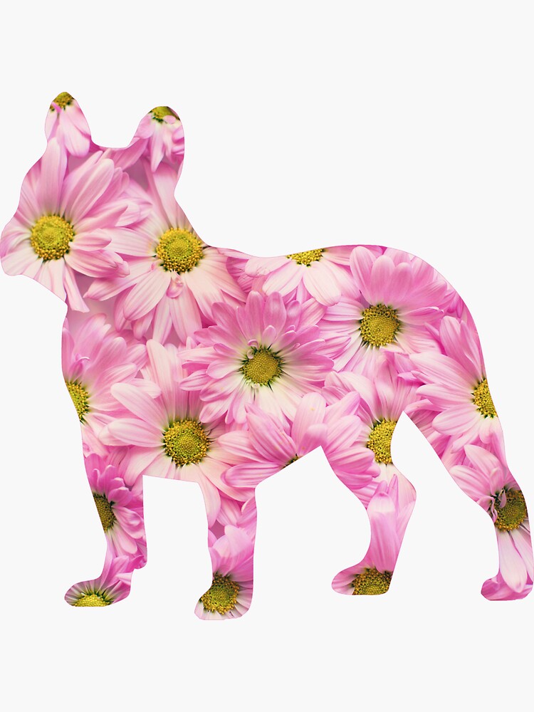 “Frenchie Flowers, Frenchie Mom, French Bulldog Flowers” Sticker for