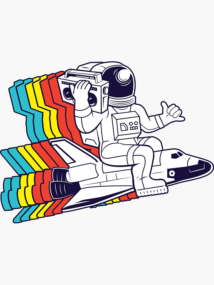 Discover funky astronaut Sticker