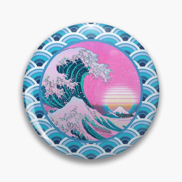 Item preview, Vaporwave Aesthetic Great Wave Seigaiha Ocean Sunset designed and sold by CoitoCG.