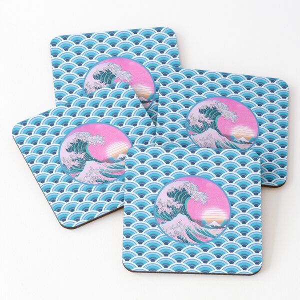 Item preview, Vaporwave Aesthetic Great Wave Seigaiha Ocean Sunset designed and sold by CoitoCG.