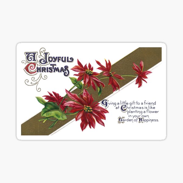 Joyful Christmas Poinsettias Sticker