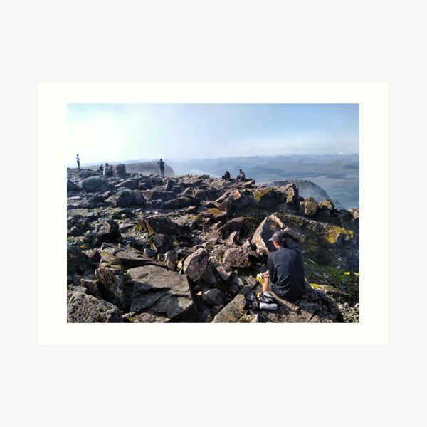 Climbers rest at the summit of Ben Nevis Art Print