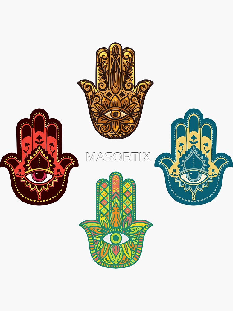 Thumbnail 3 of 3, Sticker, Hamsa (4) designed and sold by MASORTIX.