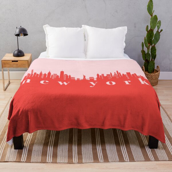 Item preview, minimalist new york skyline red and pink color block  designed and sold by neopop.