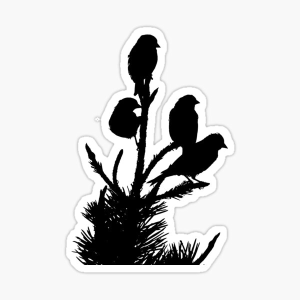 Birds on a Branch Silhouette Sticker