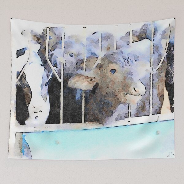 Item preview, Buffalo calves in the stable designed and sold by Giuseppe Cocco.