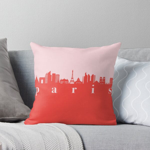 Artikelvorschau, minimalistischer Pariser Skyline roter und rosa Farbblock entworfen und verkauft von neopop.
