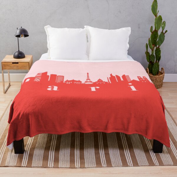 Artikelvorschau, minimalistischer Pariser Skyline roter und rosa Farbblock entworfen und verkauft von neopop.