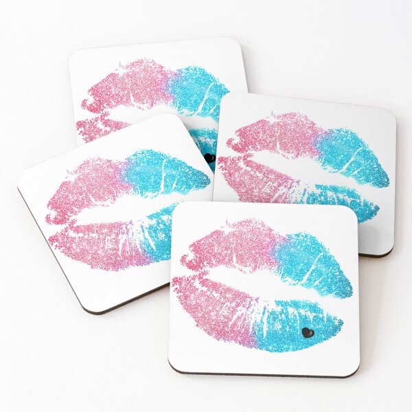 Item preview, Pink Blue Makeup Lipstick Kiss Mark Punk Rock Quinn Crazy Girl Glitter  designed and sold by Jolly-Yosei.