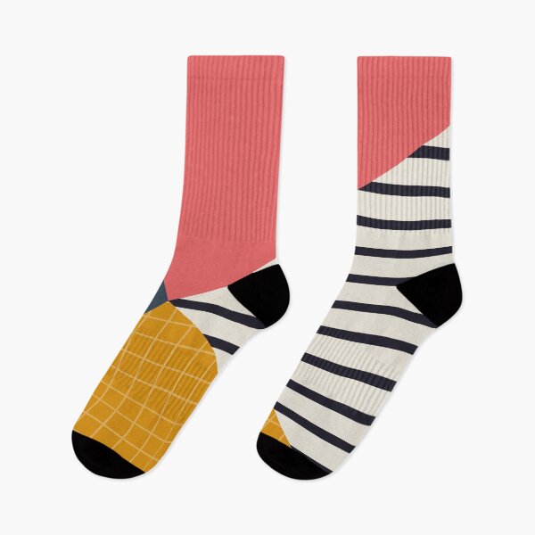 Item preview, Pink and mustard yellow geometric with stripes designed and sold by Latte Design.