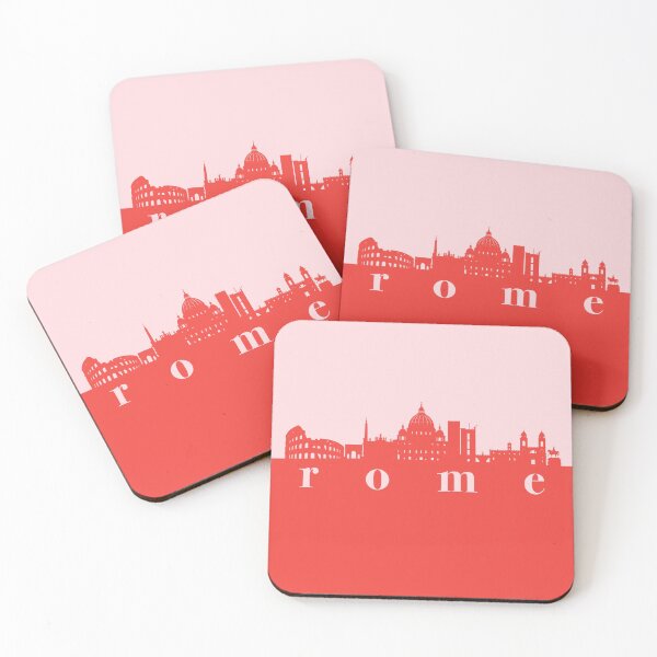 Item preview, minimalist rome skyline red and pink color block  designed and sold by neopop.
