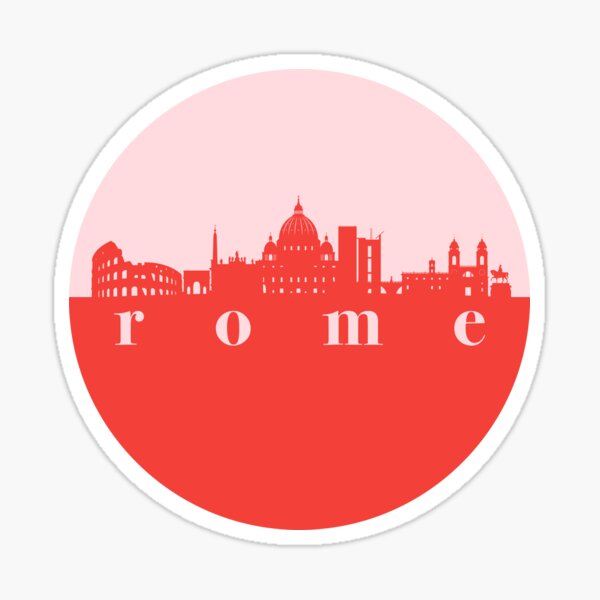 Item preview, minimalist rome skyline red and pink color block  designed and sold by neopop.