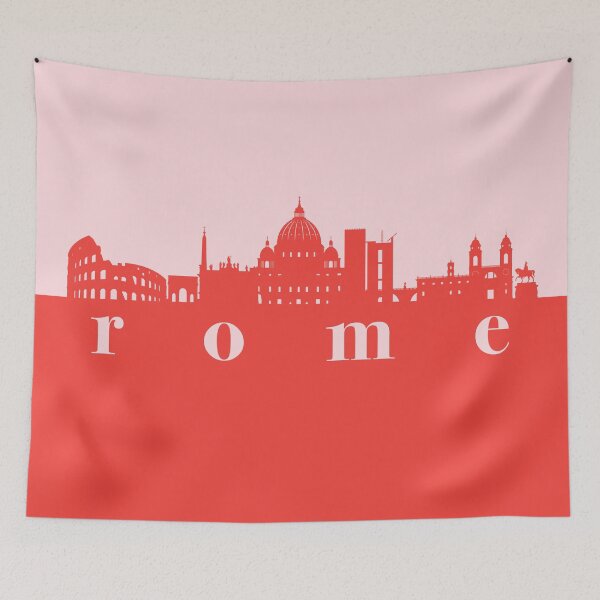 Item preview, minimalist rome skyline red and pink color block  designed and sold by neopop.