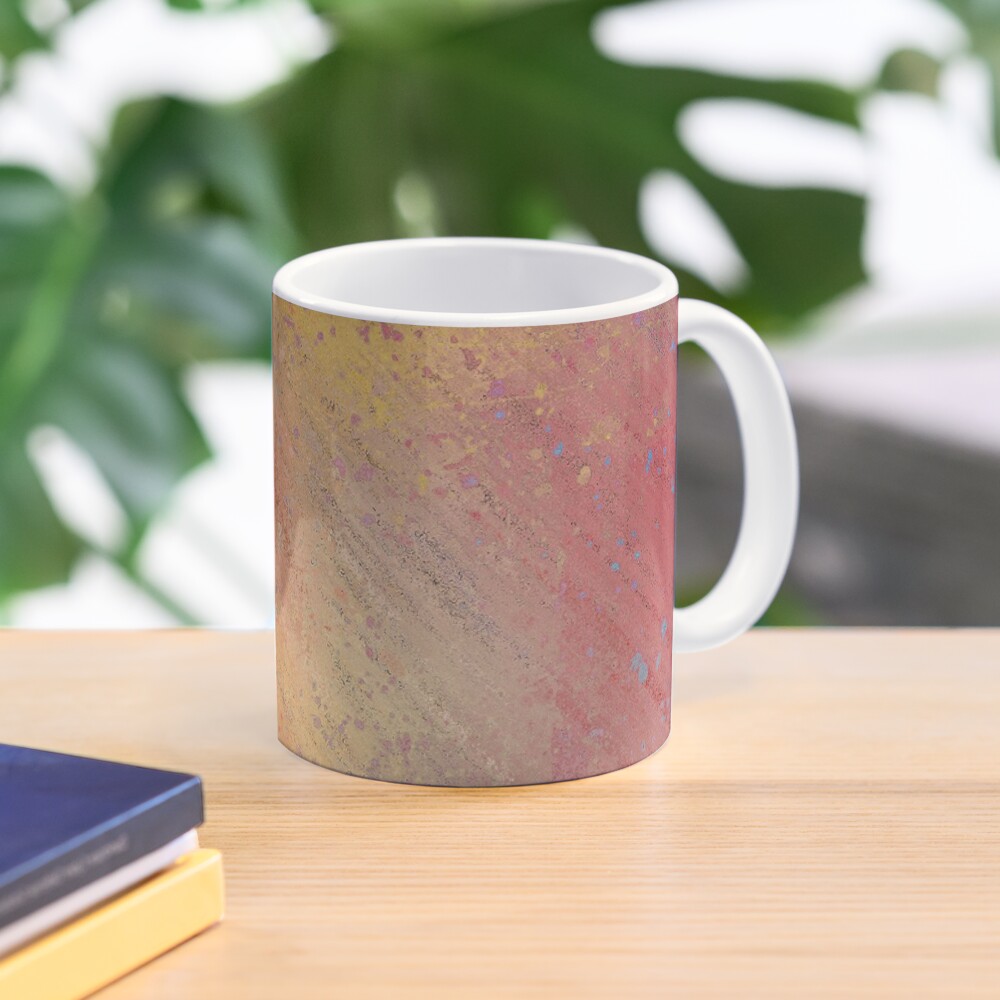 Warm Scratched-Metal Mask Abstraction Mug