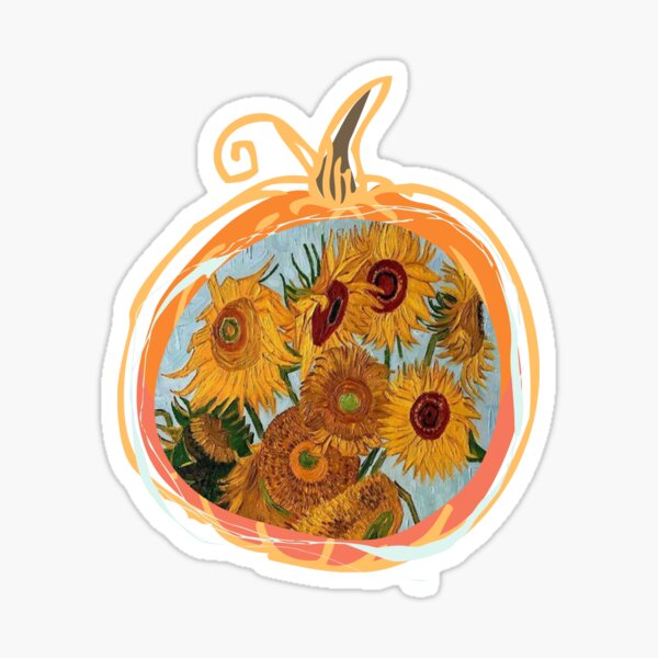 Sunflowers Vincent Van Gogh Fall Pumpkin Sticker