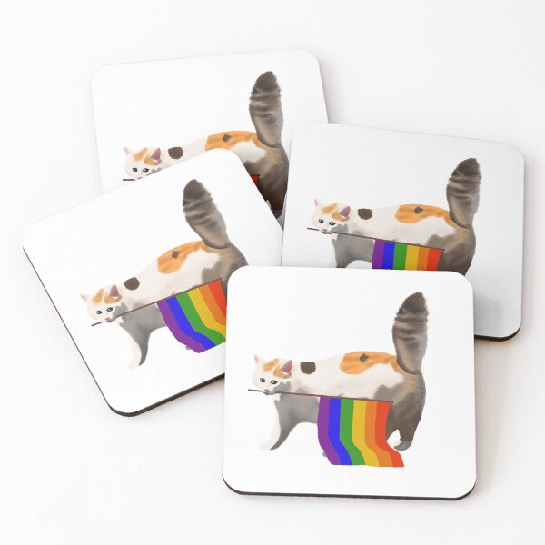 Item preview, Rainbow Flag Gay Pride Cat LGBT Queer Community Support designed and sold by fiatluxillust.