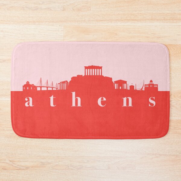 Item preview, minimalist athens skyline red and pink color block  designed and sold by neopop.
