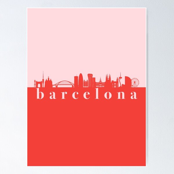 minimalist barcelona skyline black and white color block  Poster for Sale  by neopop